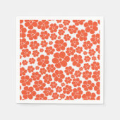 Serviette En Papier Motif à fleurs - Orange et Blanc (Devant)