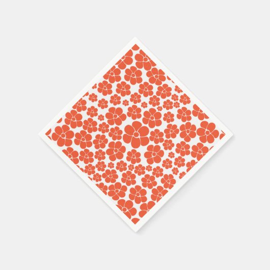 Serviette En Papier Motif à fleurs - Orange et Blanc (Coin)