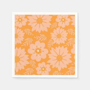 Serviette En Papier Motif à fleurs orange Fuzz Vintage rétro
