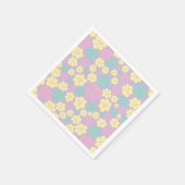 Serviette En Papier Motif à fleurs - rose, jaune, violet et vert (Coin)