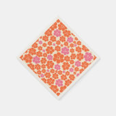 Serviette En Papier Motif à fleurs - rose, orange et crème (Coin)