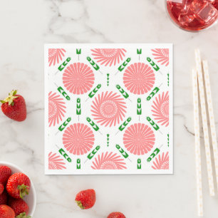 Serviette En Papier  motif à fleurs roses 