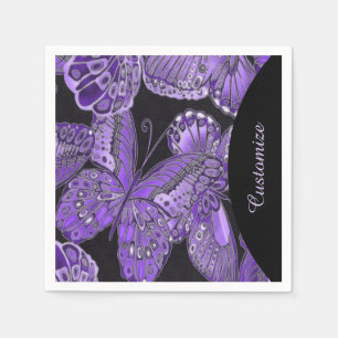 Serviette En Papier Motif à papillons violets élégant