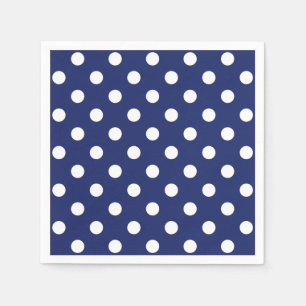 Serviette En Papier Motif à points bleu marine et blanc