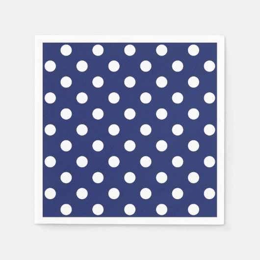 Serviette En Papier Motif à points bleu marine et blanc (Devant)