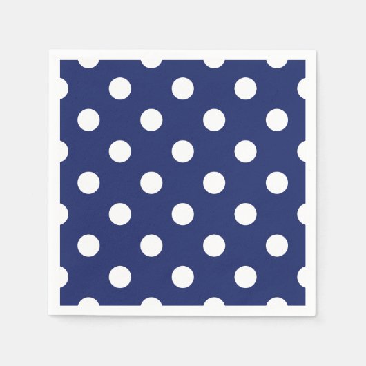 Serviette En Papier Motif à points bleu marine et blanc (Devant)