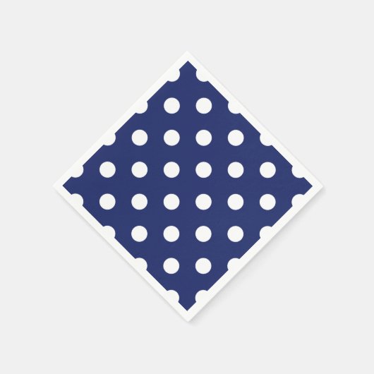 Serviette En Papier Motif à points bleu marine et blanc (Coin)