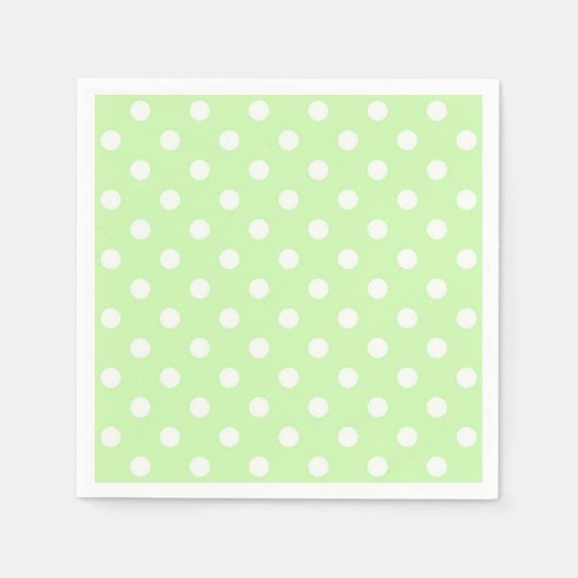 Serviette En Papier Motif à points polka blanc et vert céleri (Devant)