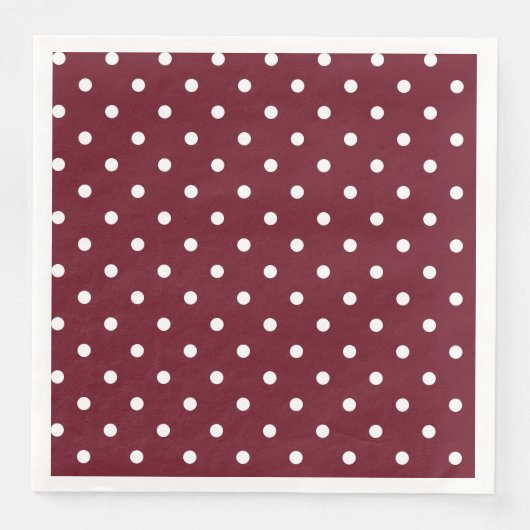 Serviette En Papier Motif à points Polka Burgundy et Blanc (Devant)