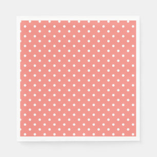 Serviette En Papier Motif à points Polka rose blanc et corail