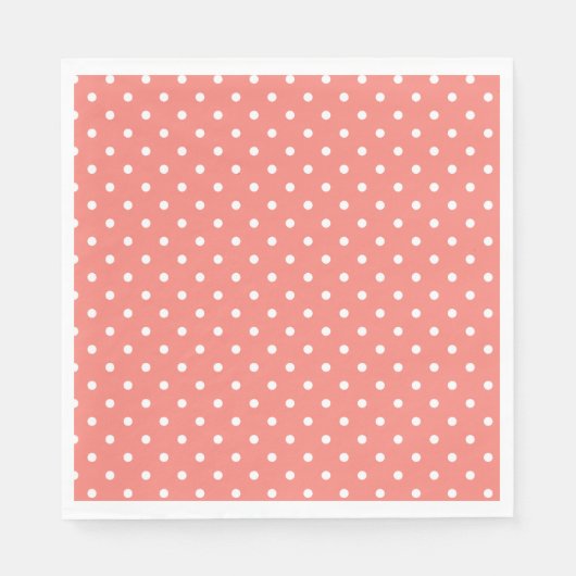 Serviette En Papier Motif à points Polka rose blanc et corail (Devant)