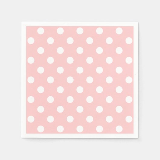 Serviette En Papier Motif à points polka rose et blanc (Devant)