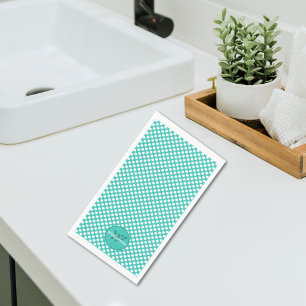 Serviette En Papier Motif à pois Monogramme Turquoise Nom de famille