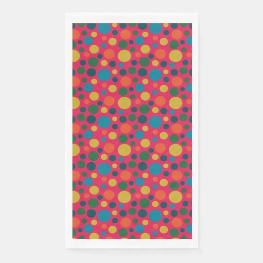 Serviette En Papier Motif à pois rose vif (Devant)