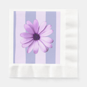Serviette En Papier Motif à rayures pastel avec des marguerites