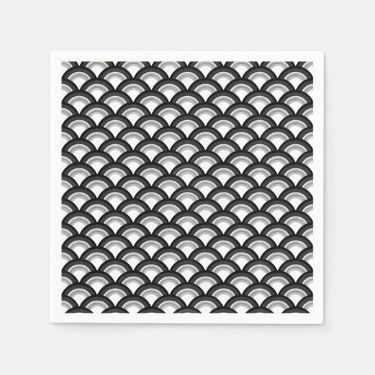 Serviette En Papier Motif à vagues Art déco - noir et blanc (Devant)