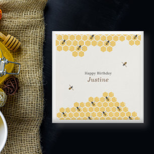 Serviette En Papier Motif abeilles et peigne de miel
