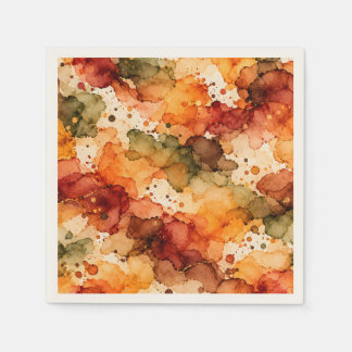 Serviette En Papier Motif abstrait à l'encre alcoolique d'automne en o