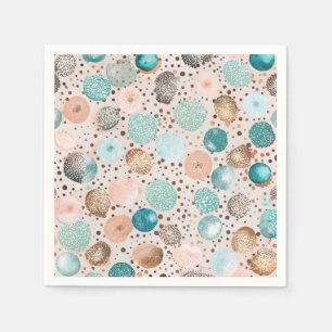 Serviette En Papier Motif Abstrait chatoyant en Turquoise, Rose