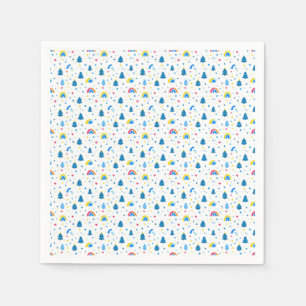 Serviette En Papier Motif Abstrait coloré avec arbres et arcs-en-ciel