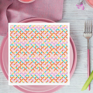 Serviette En Papier Motif Abstrait Coloré Rétro Moderne du Milieu du S