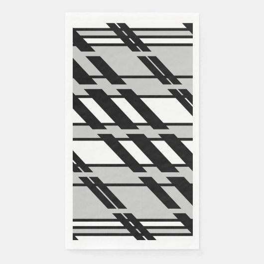 Serviette En Papier Motif Abstrait  de ligne Skyline Black (Devant)