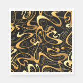 Serviette En Papier Motif Abstrait Doré en Tourbillon (Devant)