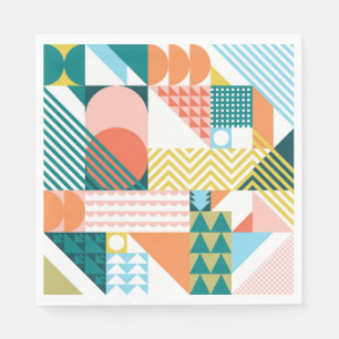 Serviette En Papier Motif Abstrait géométrique moderne Gras rétro