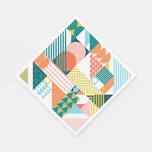 Serviette En Papier Motif Abstrait géométrique moderne Gras rétro (Coin)