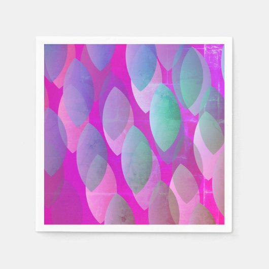 Serviette En Papier Motif Abstrait moderne | Magenta Purple Rose Turqu (Devant)