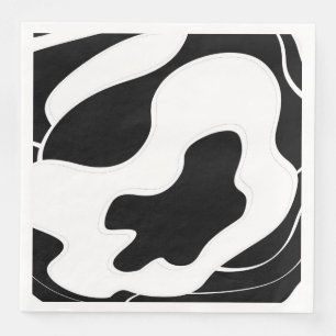Serviette En Papier motif Abstrait - noir et blanc