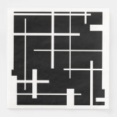 Serviette En Papier motif Abstrait - noir et blanc (Devant)