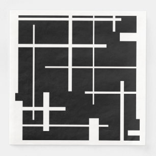 Serviette En Papier motif Abstrait - noir et blanc