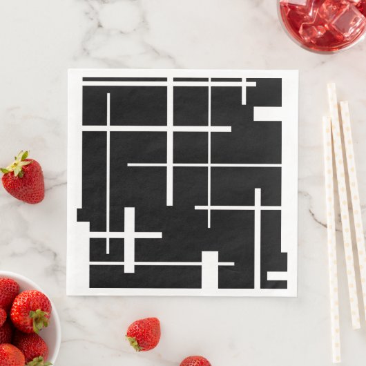 Serviette En Papier motif Abstrait - noir et blanc (En situation)