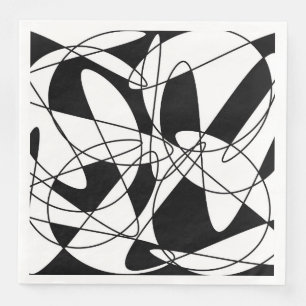 Serviette En Papier motif Abstrait - noir et blanc