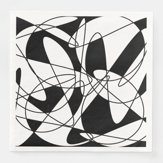 Serviette En Papier motif Abstrait - noir et blanc (Devant)