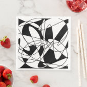 Serviette En Papier motif Abstrait - noir et blanc (En situation)