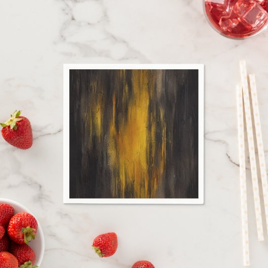 Serviette En Papier Motif Abstrait noir et or (En situation)