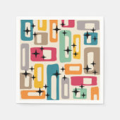 Serviette En Papier Motif Abstrait Rétro Milieu de Siècle Moderne (Devant)
