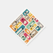 Serviette En Papier Motif Abstrait Rétro Milieu de Siècle Moderne (Coin)