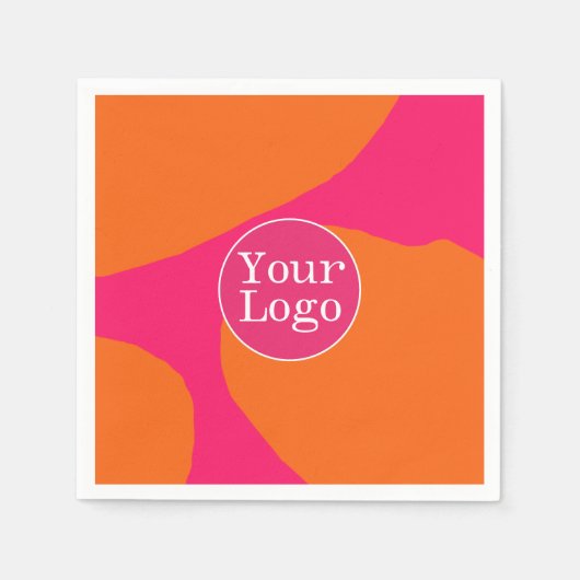 Serviette En Papier Motif Abstrait rose et orange chaud avec logo (Devant)