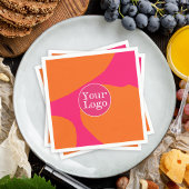 Serviette En Papier Motif Abstrait rose et orange chaud avec logo