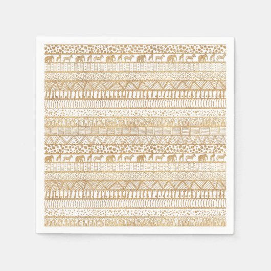 Serviette En Papier Motif africain de la tribu Gold White (Devant)