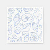 Serviette En Papier Motif Allover de coquillages bleu doux dessinés à  (Devant)