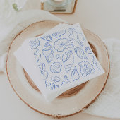 Serviette En Papier Motif Allover de coquillages bleu doux dessinés à