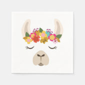 Serviette En Papier Motif Alpaca & Fleurs (Devant)