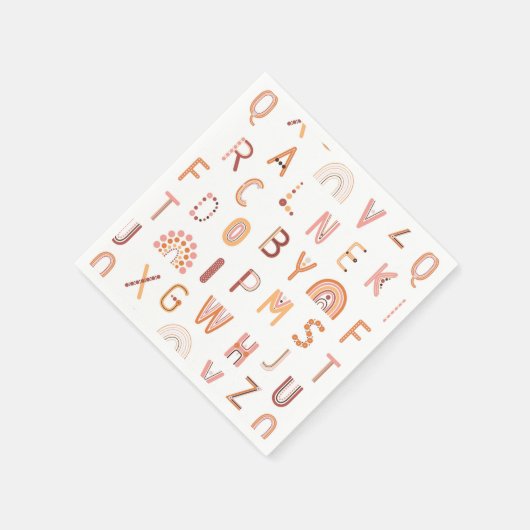 Serviette En Papier Motif Alphabet arc-en-ciel amusant (Coin)