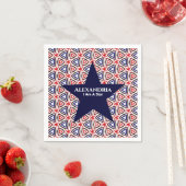 Serviette En Papier Motif américain Patriotic Red White Blue Star (En situation)