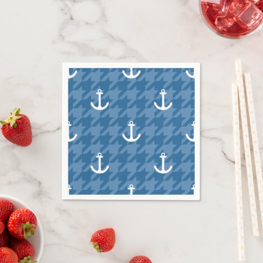 Serviette En Papier Motif Ancre blanc (En situation)