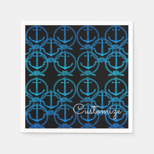 Serviette En Papier Motif Ancre bleu marine